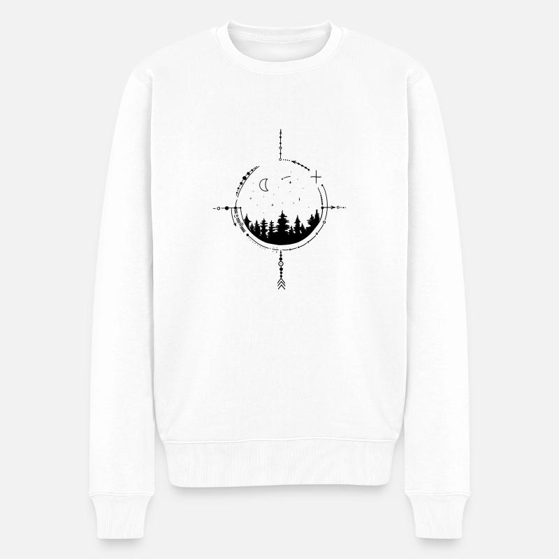 Mond und Sterne Kompass - Männer Premium Bio Pullover - Weiß