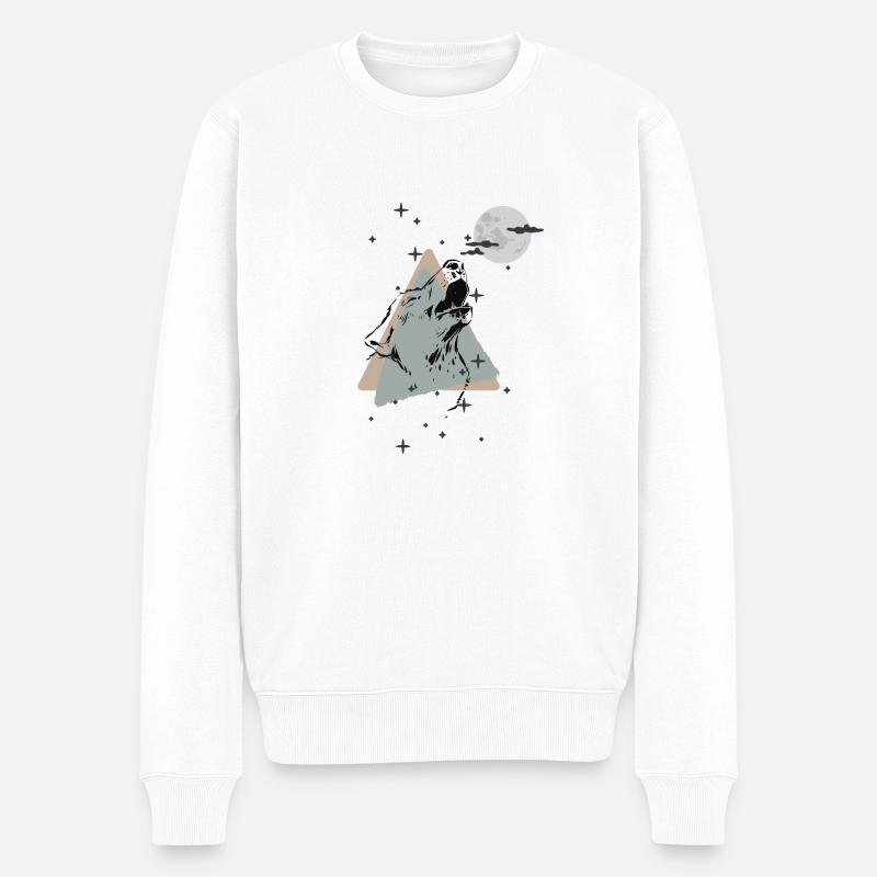 Loup à la lune - Pull Premium bio Homme - blanc