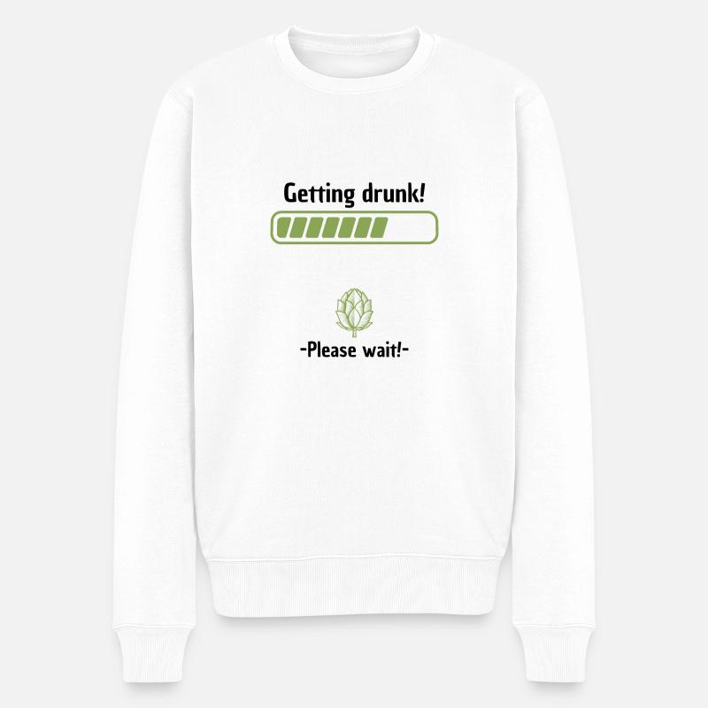 Getting drunk please wait - Männer Premium Bio Pullover - Weiß