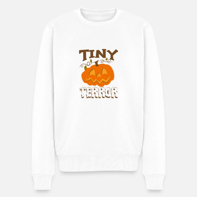 Citrouille d'Halloween peu effrayante mignonne - Pull Premium bio Homme - blanc