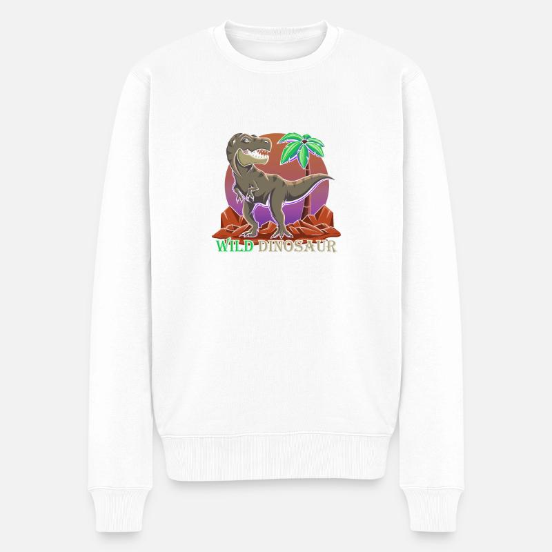 Dino - Männer Premium Bio Pullover - Weiß