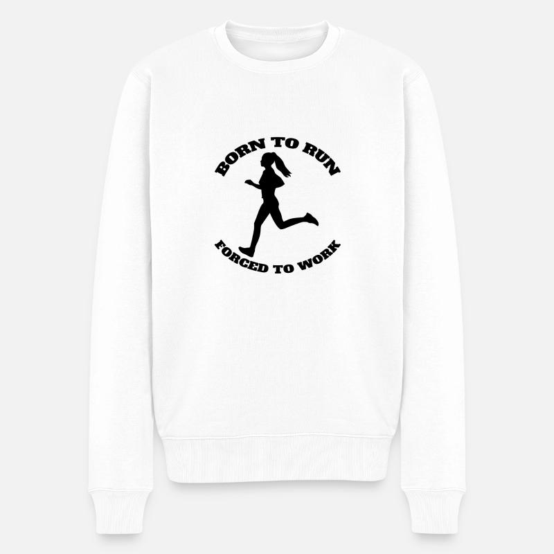 Joggerin fit joggen laufen Cardio Training rennen - Männer Premium Bio Pullover - Weiß