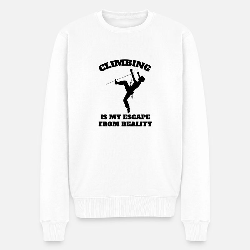 Klettern Berge Bergsteigen Berg Wandern Bouldern - Männer Premium Bio Pullover - Weiß