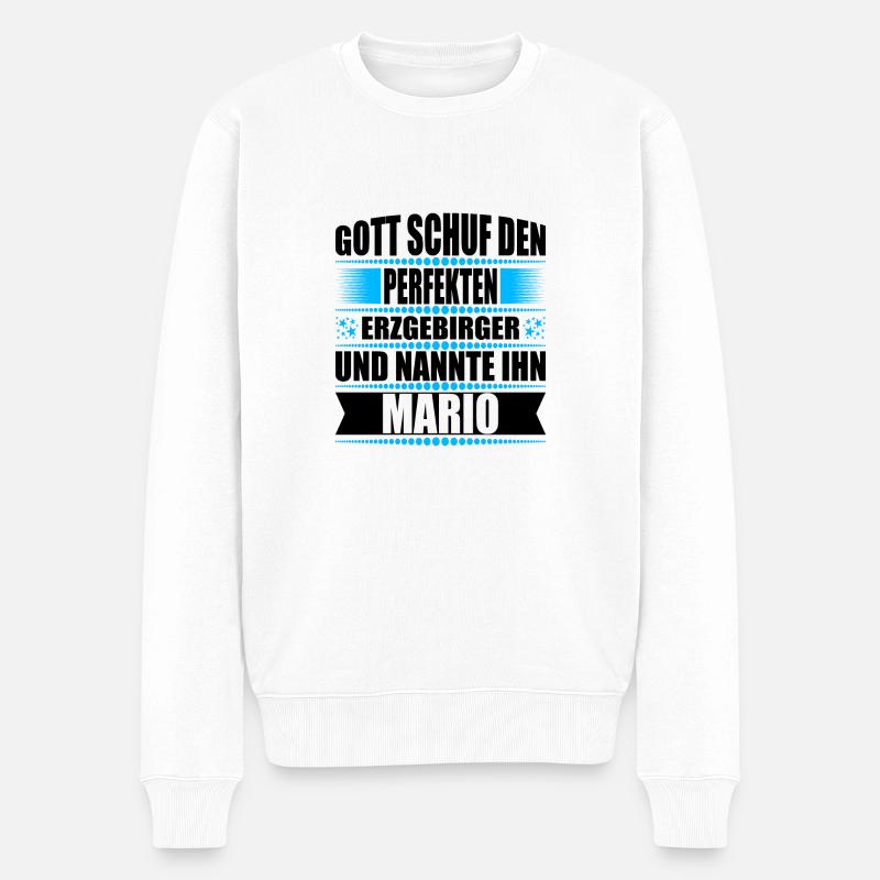 Erzgebirge Mann Namen Sachsen Mario - Männer Premium Bio Pullover - Weiß