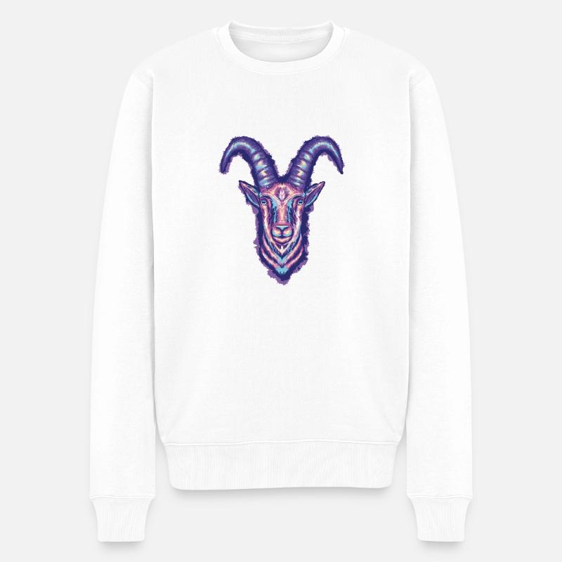 Steinbock - Männer Premium Bio Pullover - Weiß