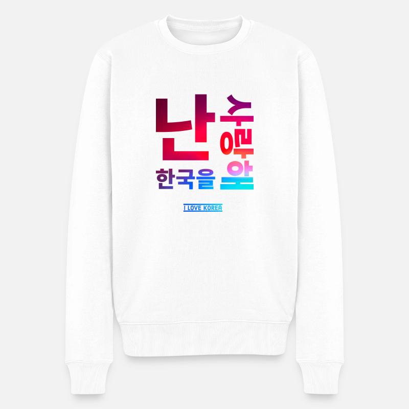 Koreanisch - Männer Premium Bio Pullover - Weiß