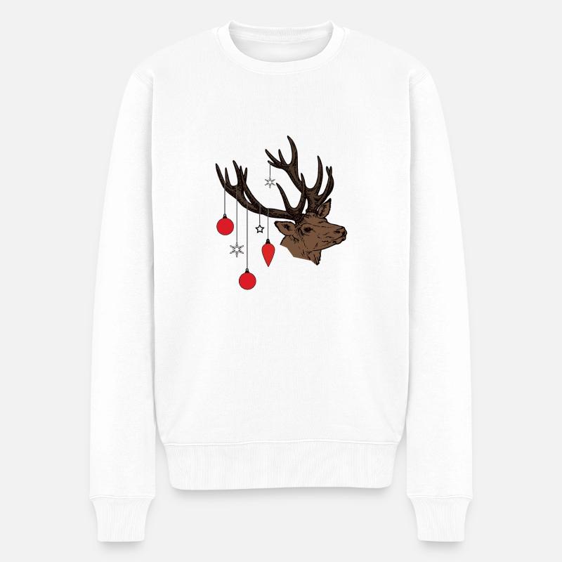 Cerf de Noël - Pull Premium bio Homme - blanc
