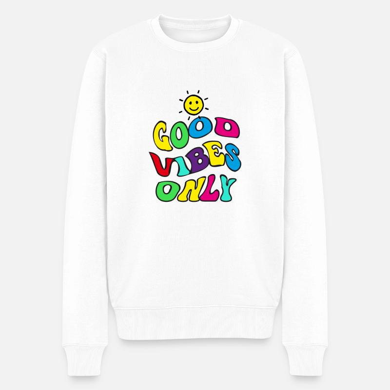 Good Vibes Only - Männer Premium Bio Pullover - Weiß