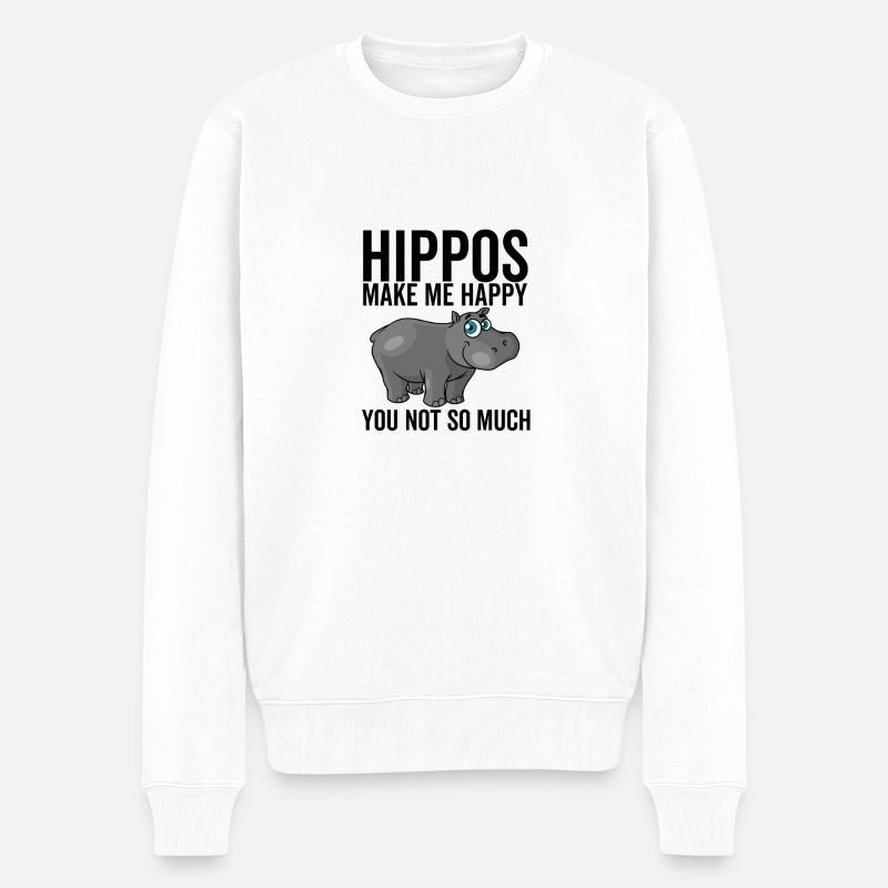 Nilpferde machen mich glücklich dich nicht so sehr - Männer Premium Bio Pullover - Weiß