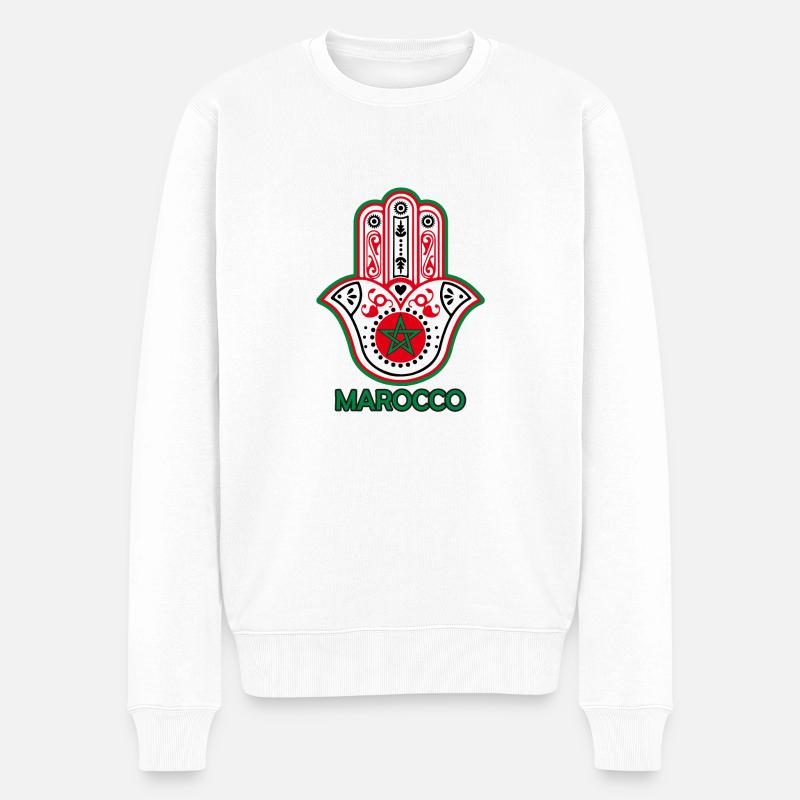 La main de fatma Maroc - drapeau du Maroc - Pull Premium bio Homme - blanc