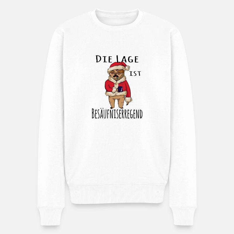 Die Lage ist Besäufniserregend - Männer Premium Bio Pullover - Weiß