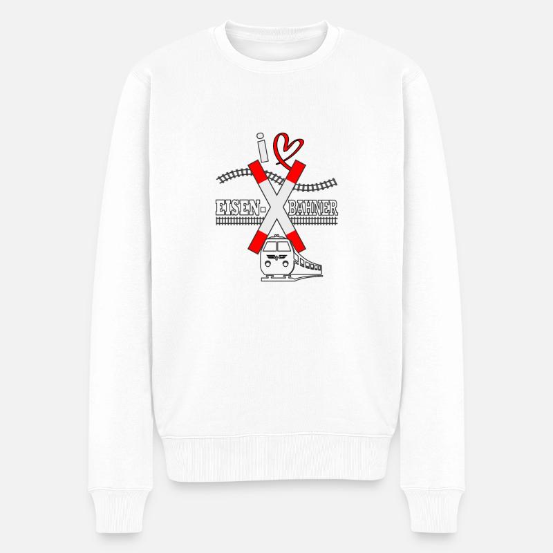 i love Eisenbahner Modelleisenbahn - Männer Premium Bio Pullover - Weiß