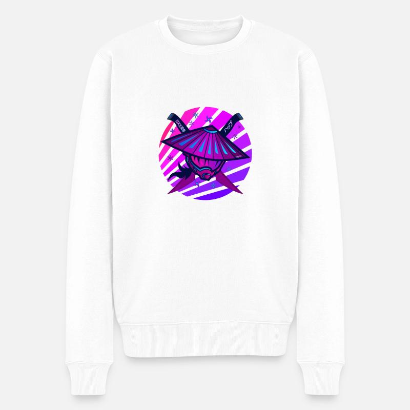 Samurai Monster Schwert violet - Männer Premium Bio Pullover - Weiß