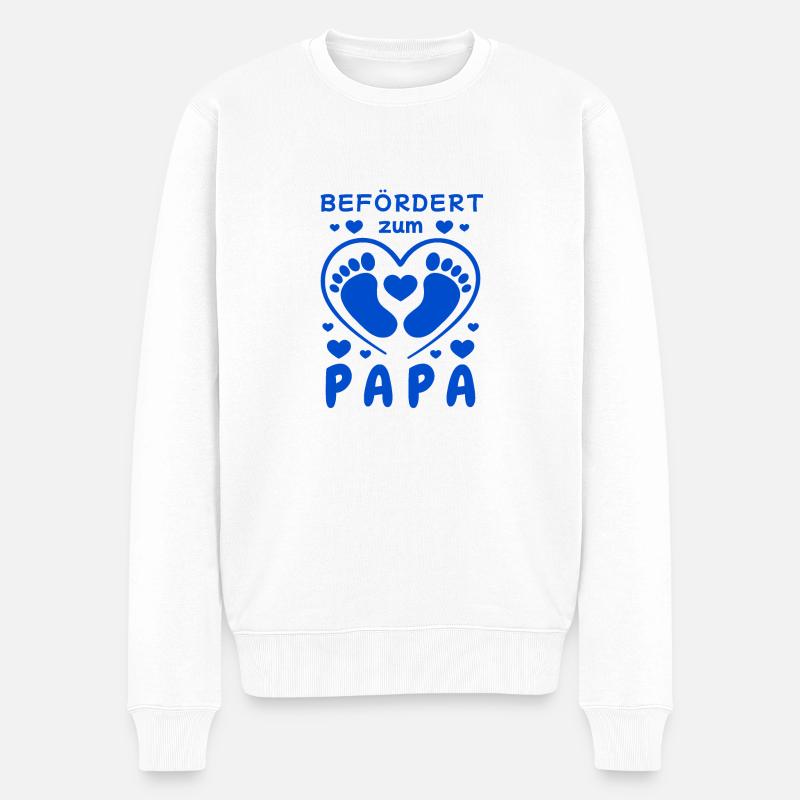 Befördert zum Papa für werdende Väter und Papas - Männer Premium Bio Pullover - Weiß