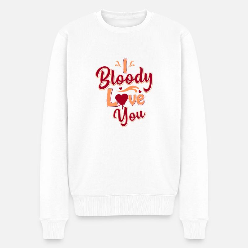 Ich liebe dich - Männer Premium Bio Pullover - Weiß