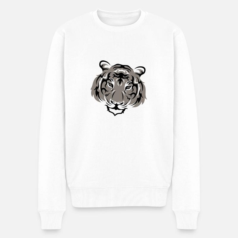 Tiger Wild Zoo - Männer Premium Bio Pullover - Weiß
