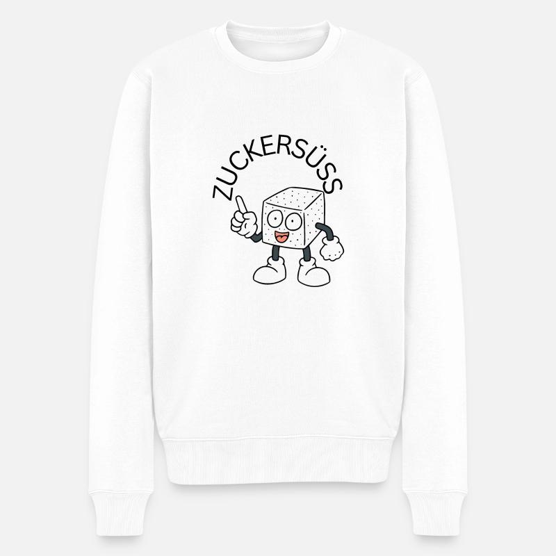 Zuckersüß Würfelzucke No2 - Männer Premium Bio Pullover - Weiß