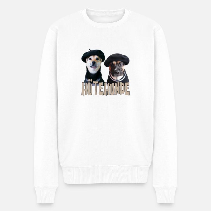 Hütehunde Hunde mit Hut Fun Lustiges Hundebesitzer - Männer Premium Bio Pullover - Weiß