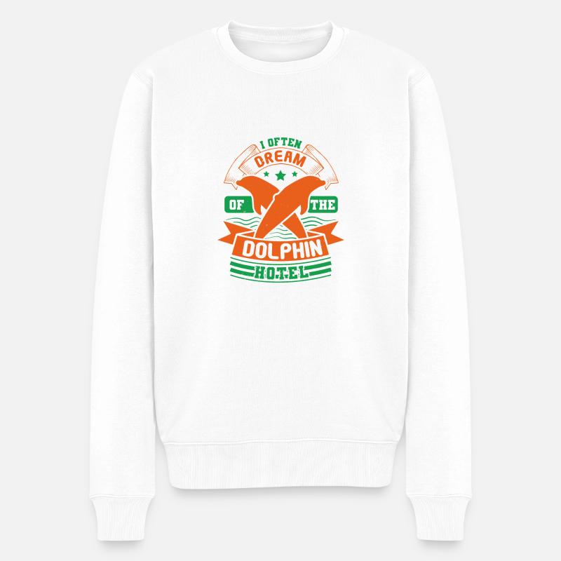 ICH TRÄUME OFT VON DEN DELFINEN - Männer Premium Bio Pullover - Weiß