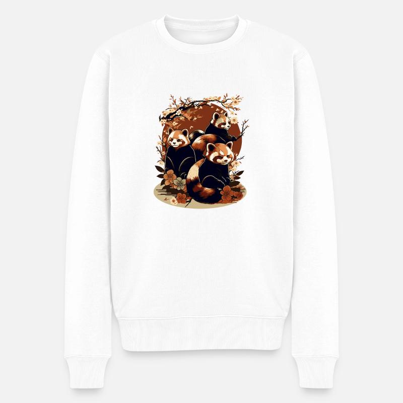 Roter Panda 1 - Männer Premium Bio Pullover - Weiß