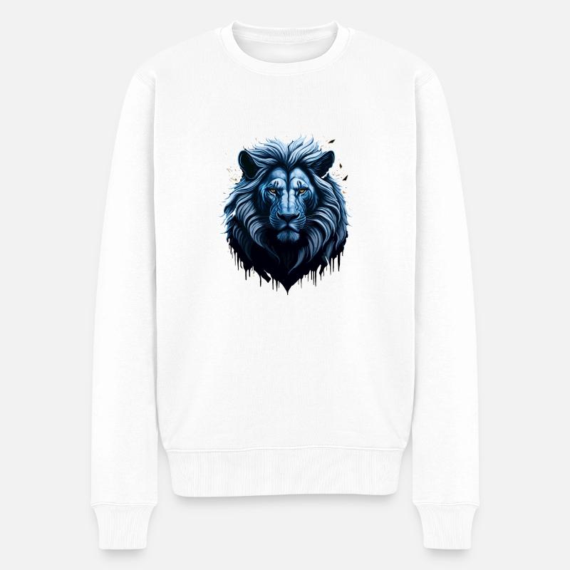 WILDES LÖWENDESIGN - Männer Premium Bio Pullover - Weiß
