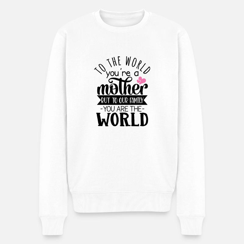 AU MONDE TU ES MÈRE - Pull Premium bio Homme - blanc