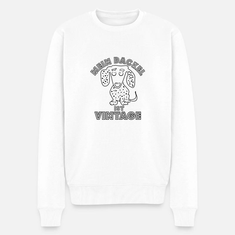 Dackel - Hund - Männer Premium Bio Pullover - Weiß