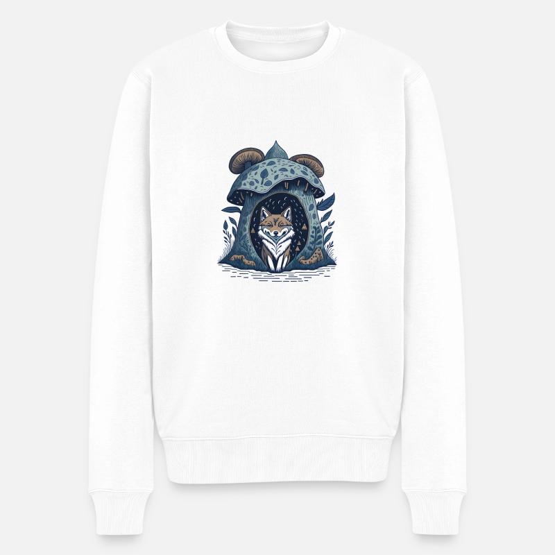 Pilz Hütte Wolf - Männer Premium Bio Pullover - Weiß
