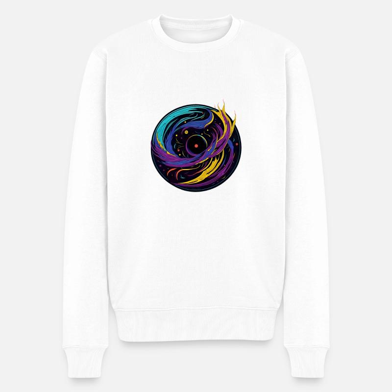 Galaktische Vinyl-Schallplatte - Männer Premium Bio Pullover - Weiß