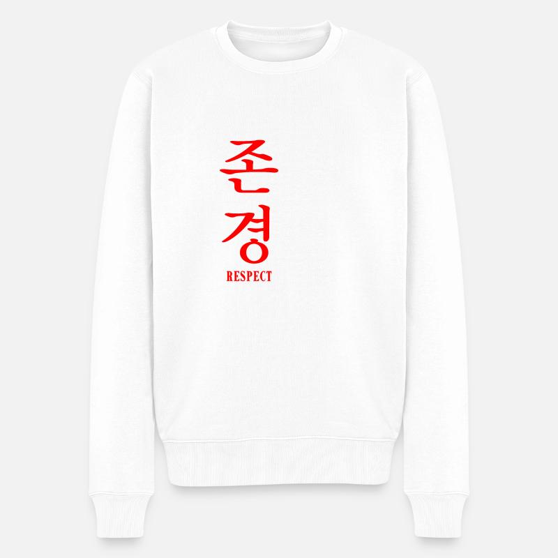 Respekt auf Koreanisch - Männer Premium Bio Pullover - Weiß