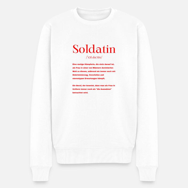Soldatin Definition - Männer Premium Bio Pullover - Weiß