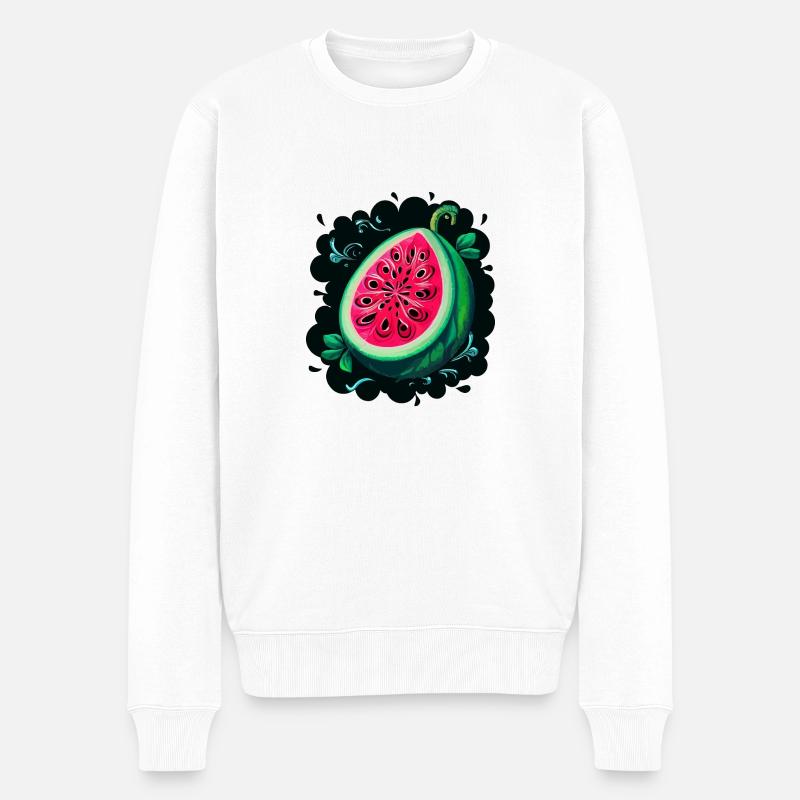WASSERMELONE - Männer Premium Bio Pullover - Weiß