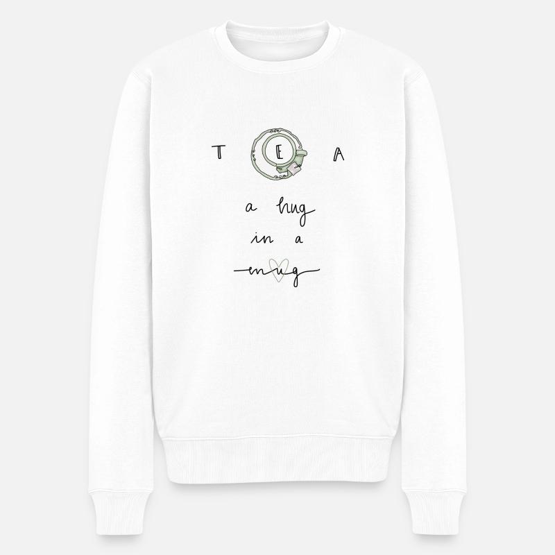 Tea a hug in a mug - Männer Premium Bio Pullover - Weiß