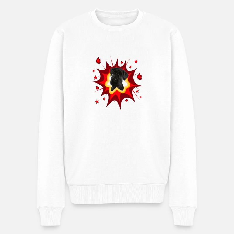Comic Hund Design - Pow - Riesenschnauzer - Männer Premium Bio Pullover - Weiß