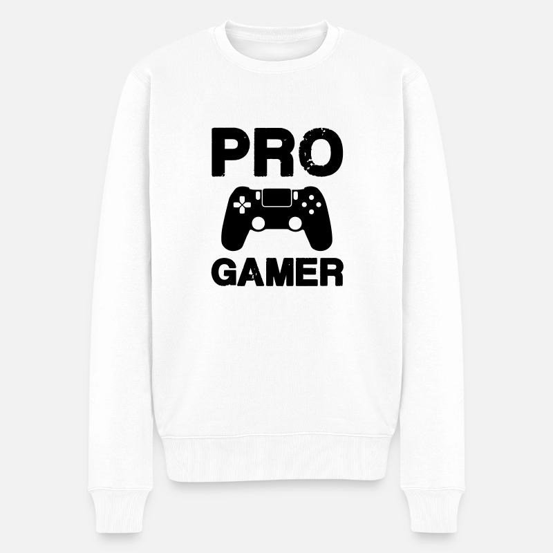 pro gamer - Männer Premium Bio Pullover - Weiß
