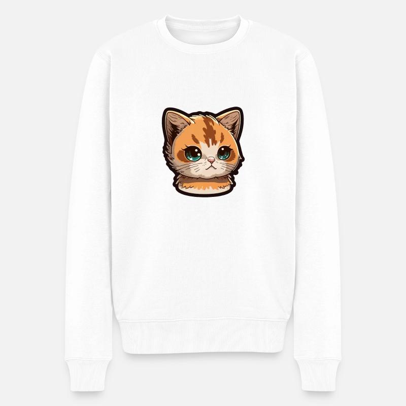 Petit chat orange mignon - Pull Premium bio Homme - blanc