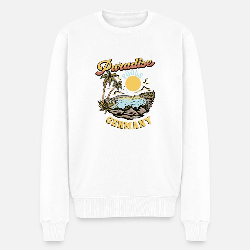 Paradise pools - Männer Premium Bio Pullover - Weiß