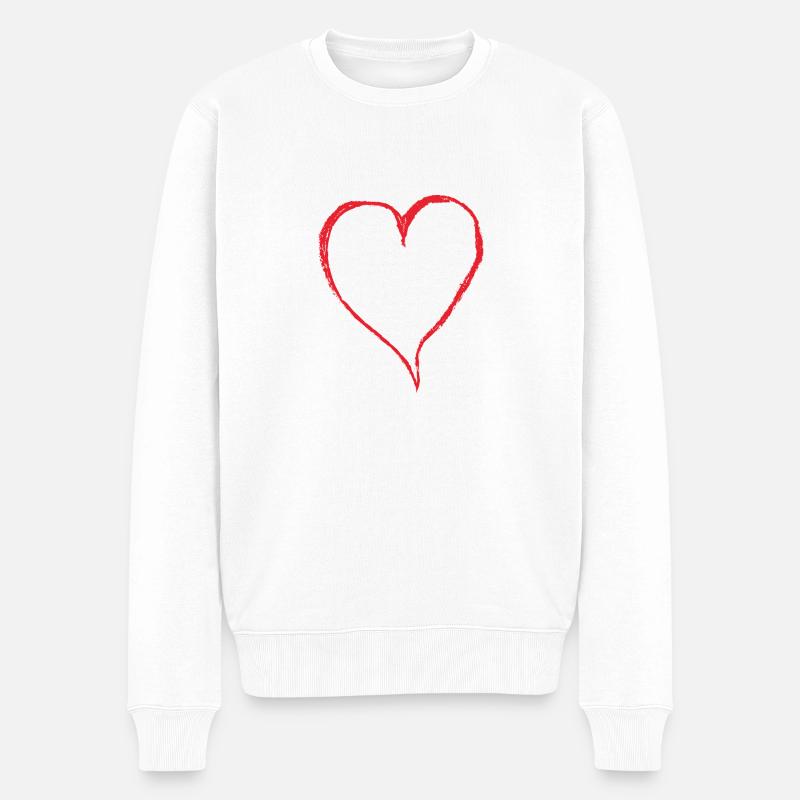 Großes Herz - Männer Premium Bio Pullover - Weiß