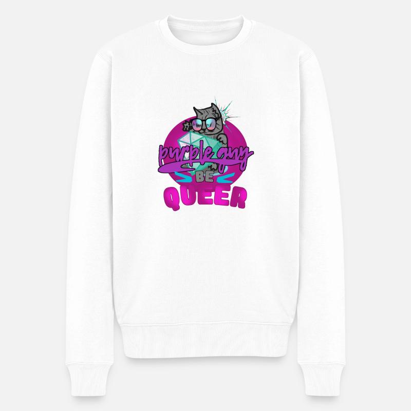 Queer - Süsse Katze - Männer Premium Bio Pullover - Weiß