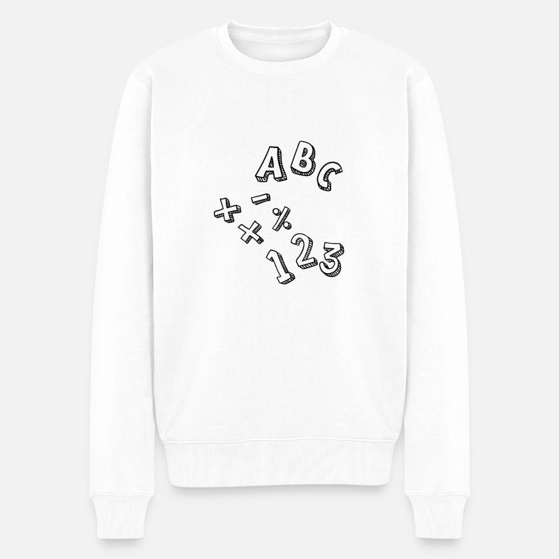 Einschulung: ABC / 123/ +-x: - Männer Premium Bio Pullover - Weiß