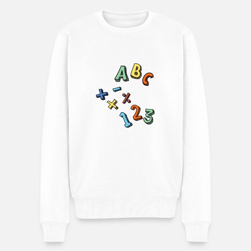 Inscriptions: ABC / +-x: / 123 - Pull Premium bio Homme - blanc