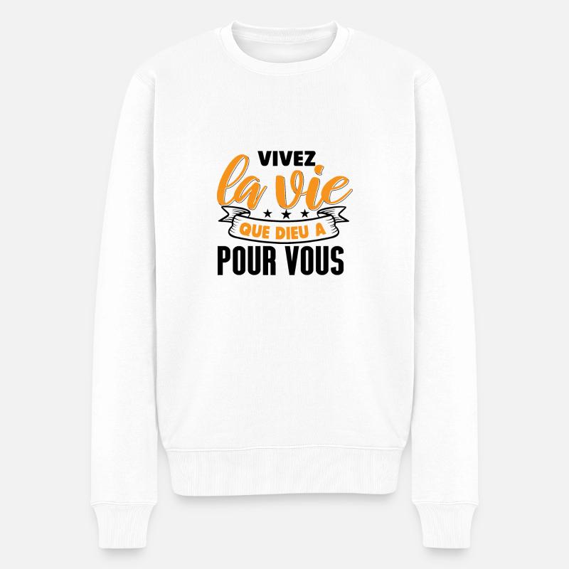 Vivez la vie que Dieu - Pull Premium bio Homme - blanc