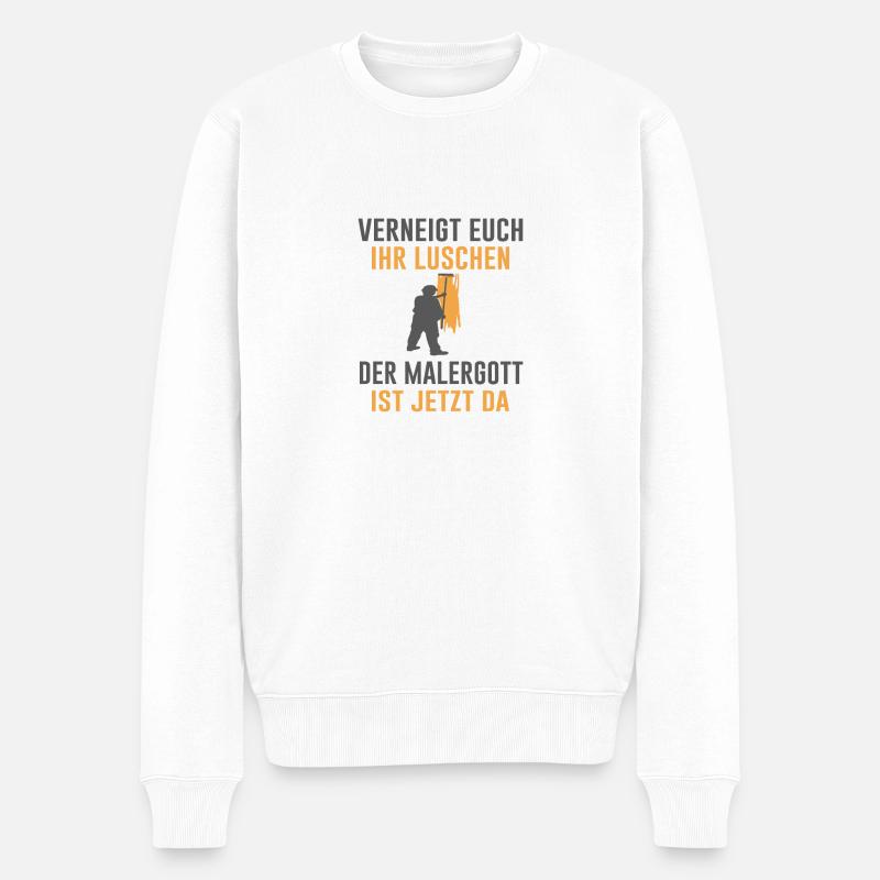 Maler Geschenk lustige Sprüche Handwerk - Männer Premium Bio Pullover - Weiß