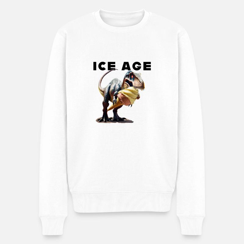 Eiszeit mit Dinosaurier - Männer Premium Bio Pullover - Weiß