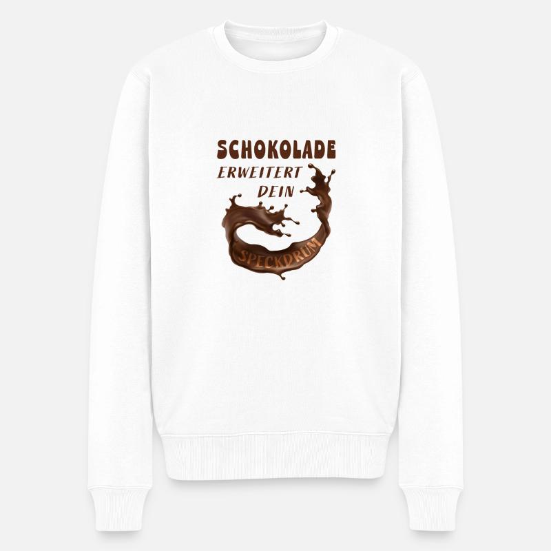 Schokolade Speckdrum Humor - Männer Premium Bio Pullover - Weiß