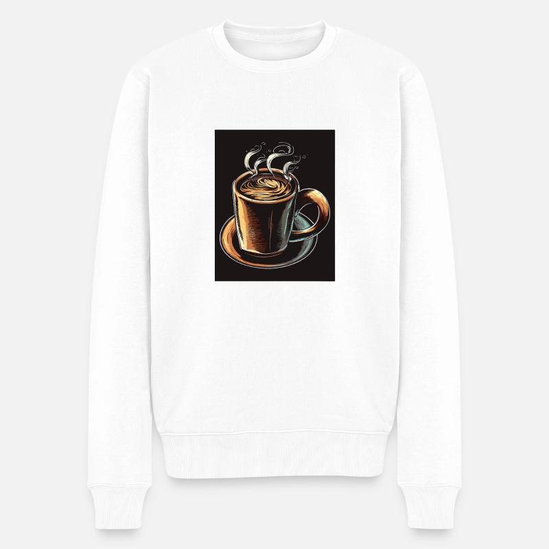 KAFFEEBECHER - Männer Premium Bio Pullover - Weiß
