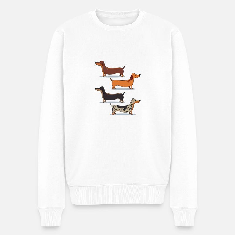 Dackel Quartett - Männer Premium Bio Pullover - Weiß
