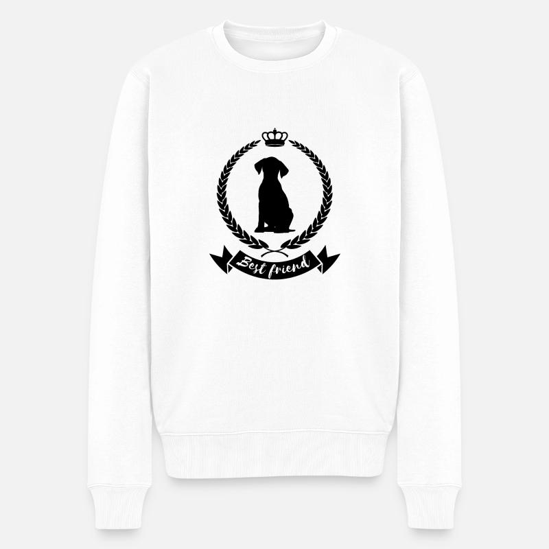 Best friend - dog - Männer Premium Bio Pullover - Weiß
