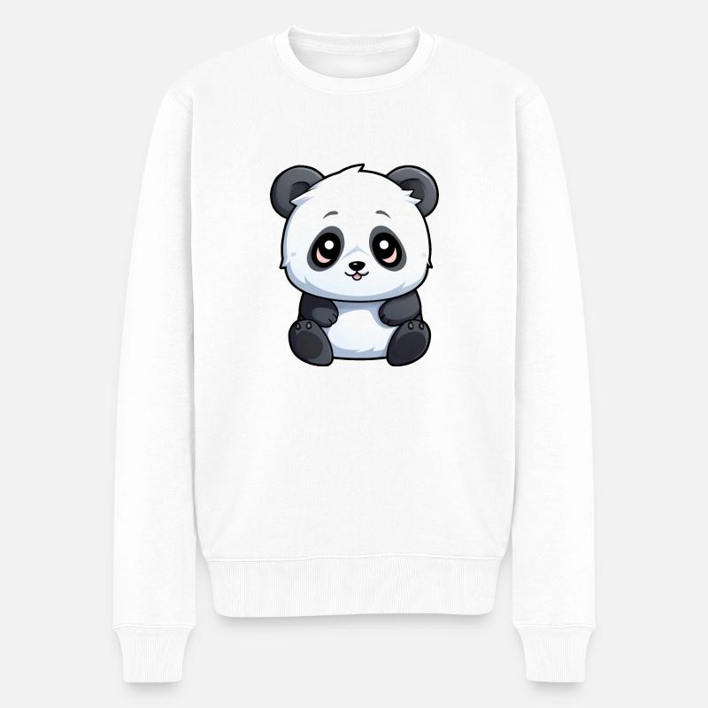 süßer Panda - Männer Premium Bio Pullover - Weiß