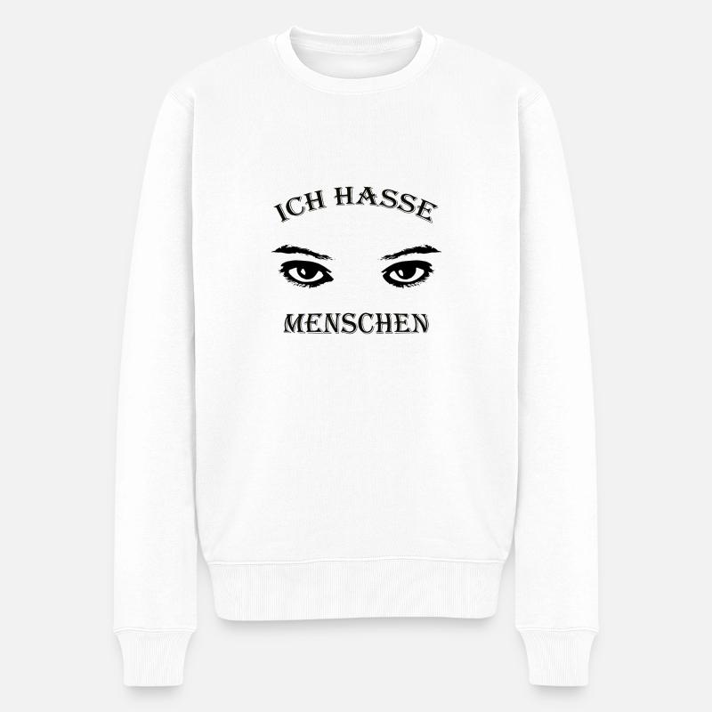 Ich hasse menschen - Männer Premium Bio Pullover - Weiß